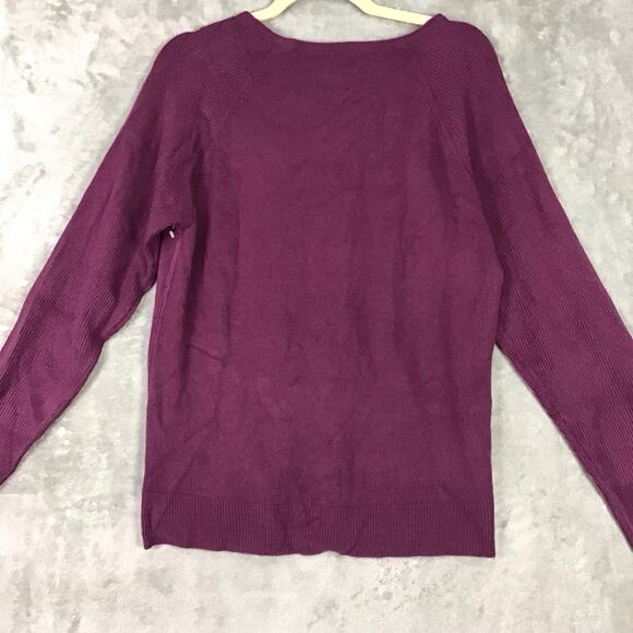 Sweet Romeo Womens Small Sweater Maroon Purple Pullover Round Neck Long Sleeve - Picture 9 of 11